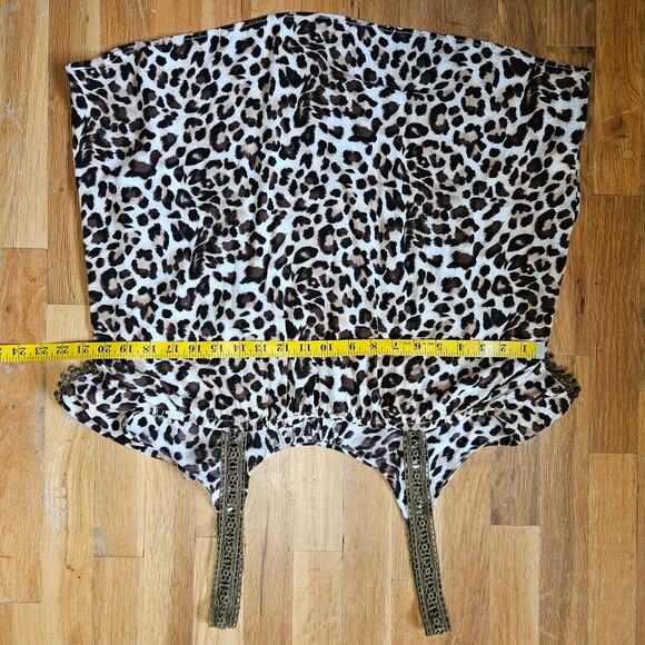 Suzanne Betro Tank Top Size L Leopard Print Y2K Sleeveless Ruffle Festival Boho - Picture 8 of 9